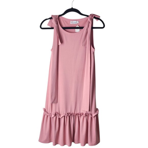 Red Valentino Pastel Blush Pink Bow Shoulders Ruffle Knee Length Dress - Picture 1 of 8